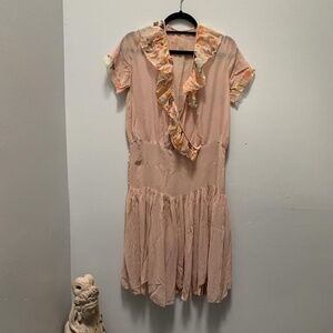 1920s silk sheer dusty peach flapper dress